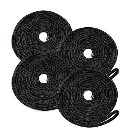 Dc Cargo 3/8in X 20' Double-Braided Nylon Dock Line, Black, 4PK 3820MRK-4